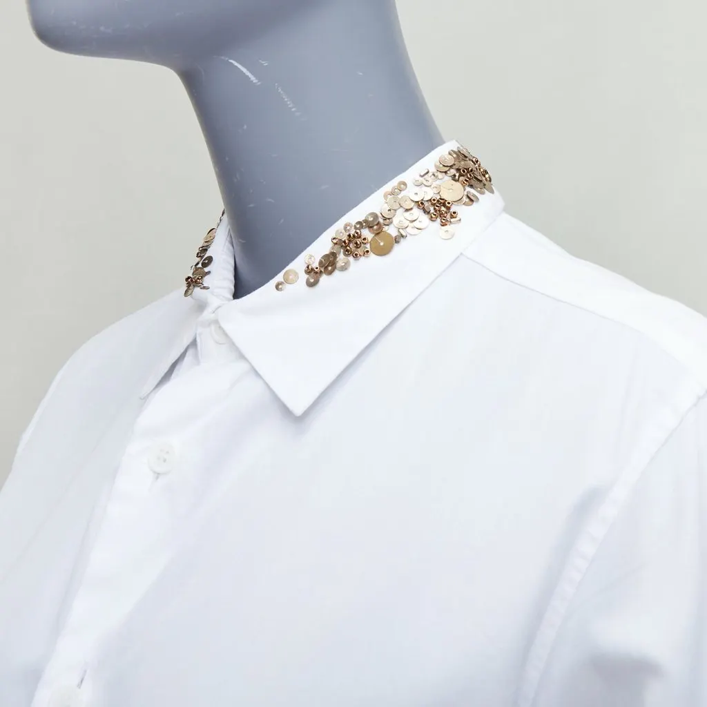 Yohji Yamamoto Sequinned Collar Shirt White Cotton Good - Back View