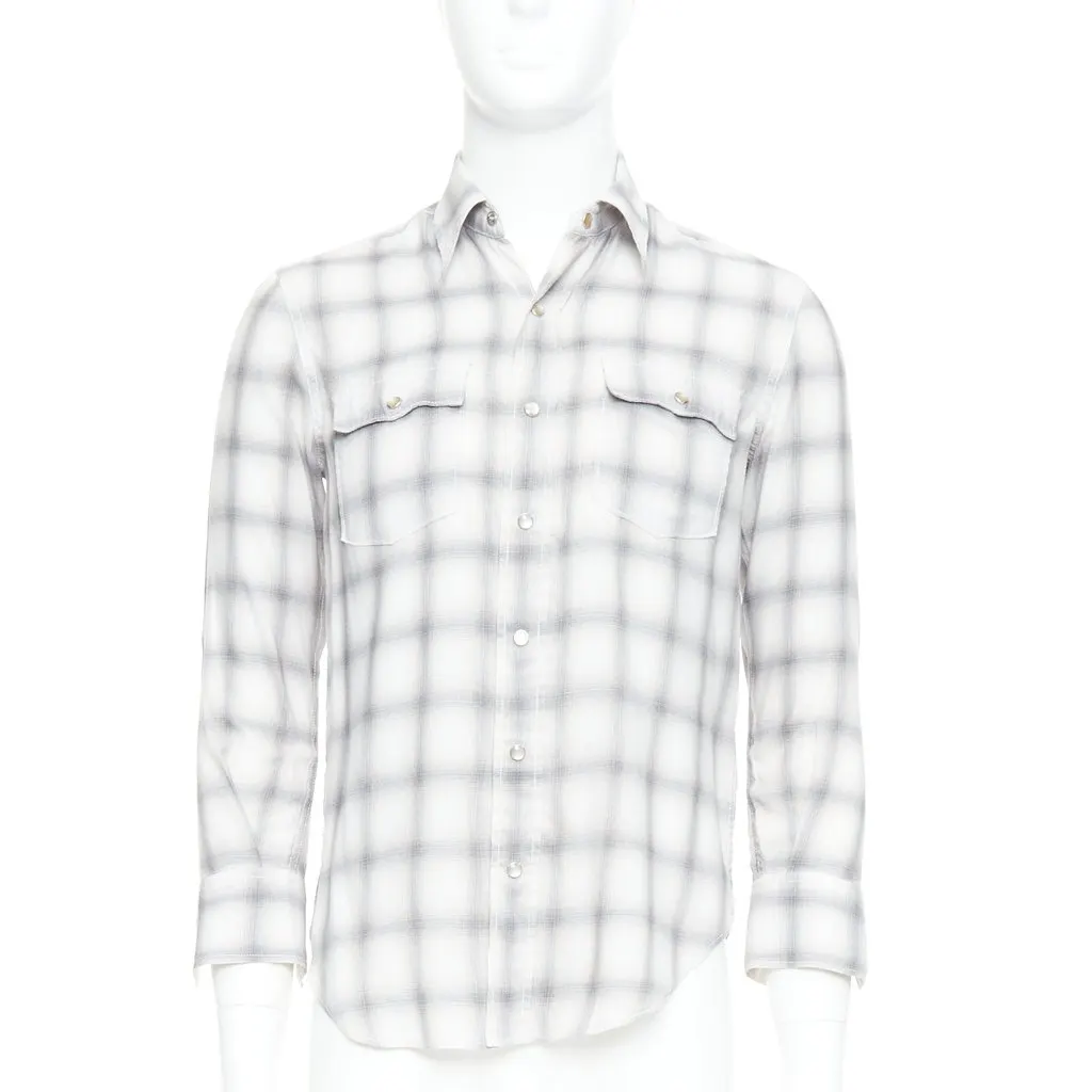 Saint Laurent Snap Button Shirt Grey Polyester Very good - Front View