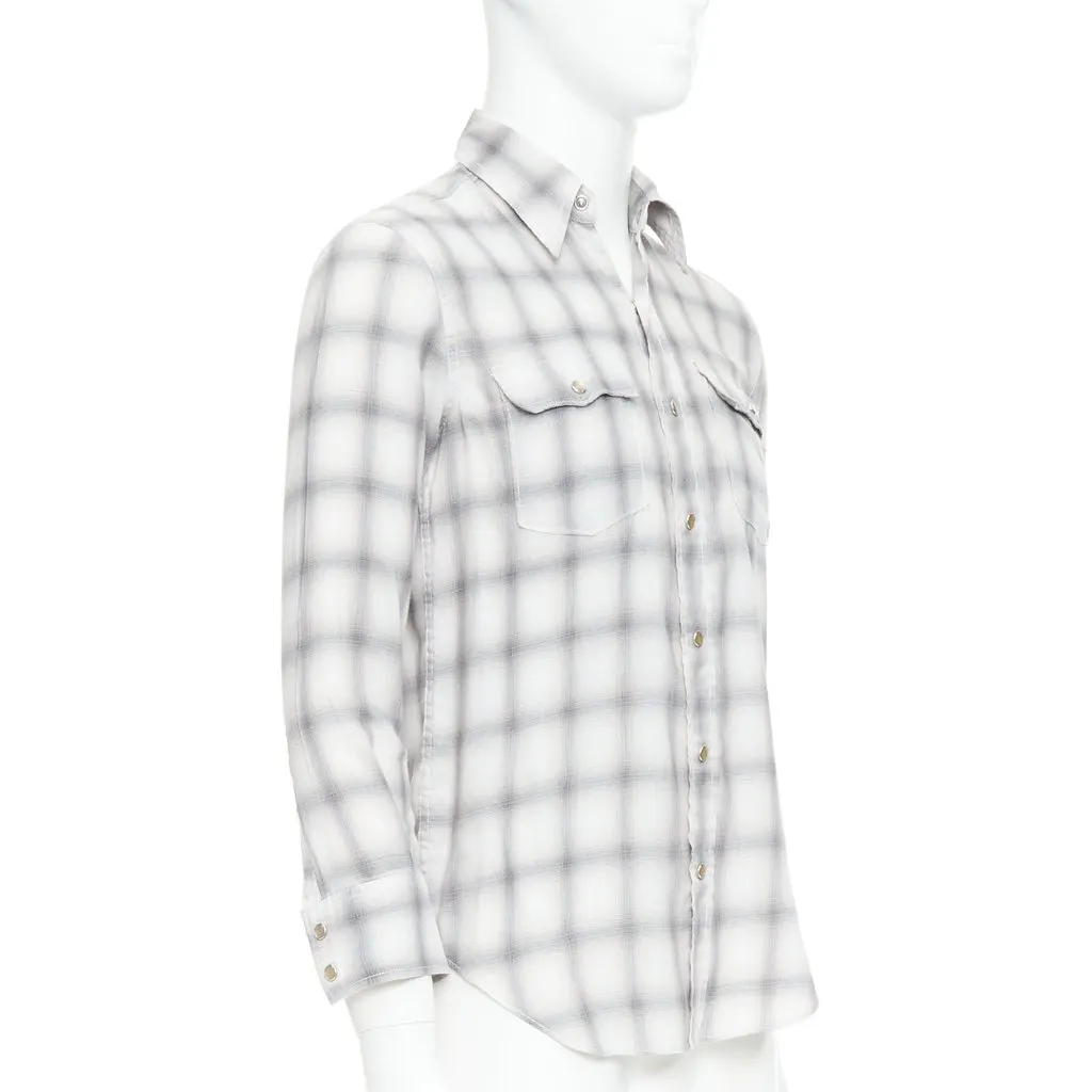 Saint Laurent Snap Button Shirt Grey Polyester Very good - Inside View