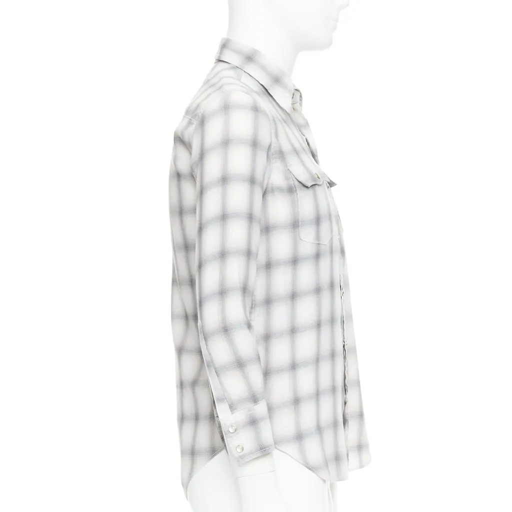 Saint Laurent Snap Button Shirt Grey Polyester Very good - Model View