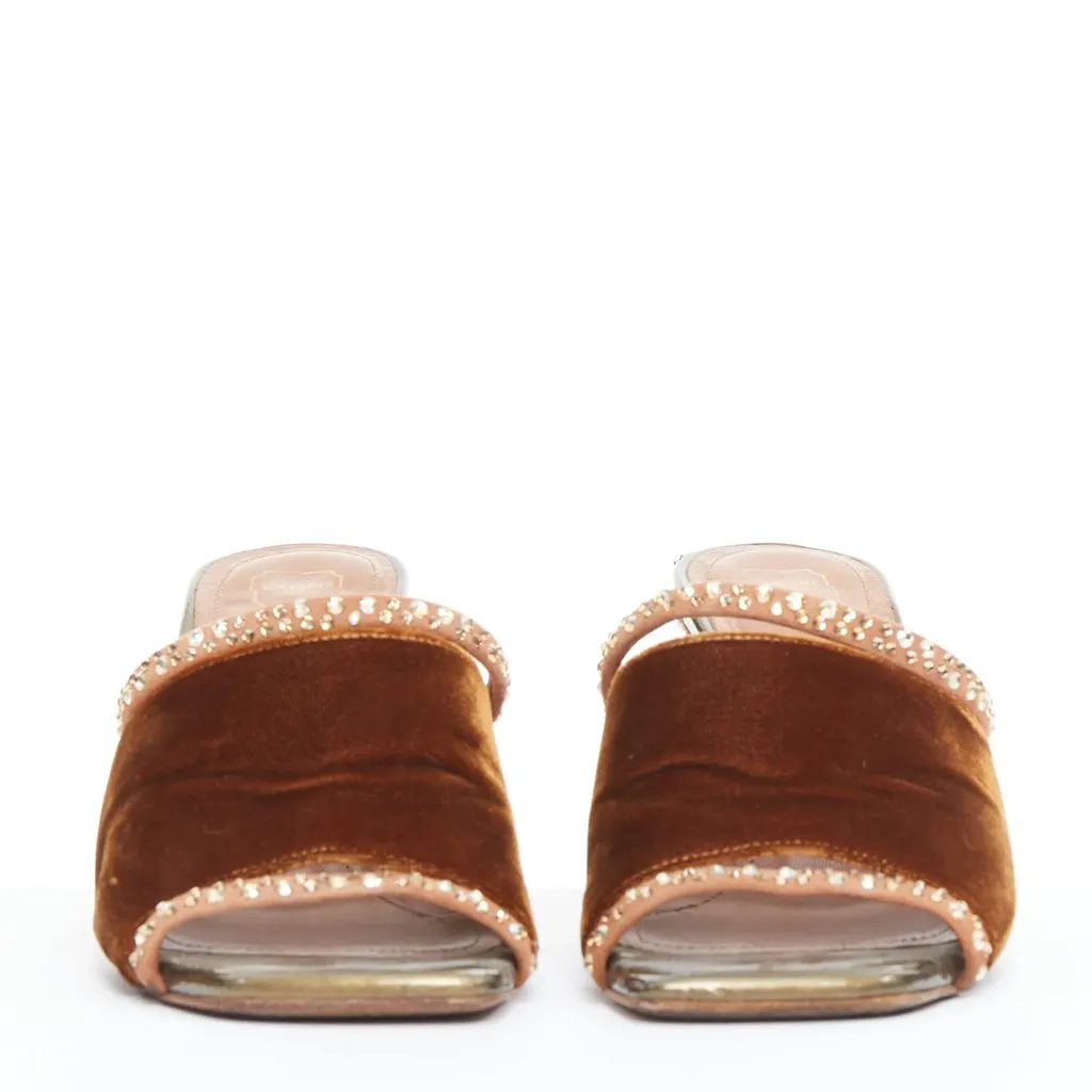 Malone Souliers Strass Velvet Mules Brown Velvet Fair - Inside View