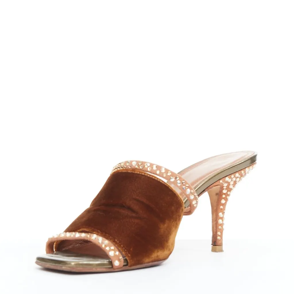 Malone Souliers Strass Velvet Mules Brown Velvet Fair - Model View