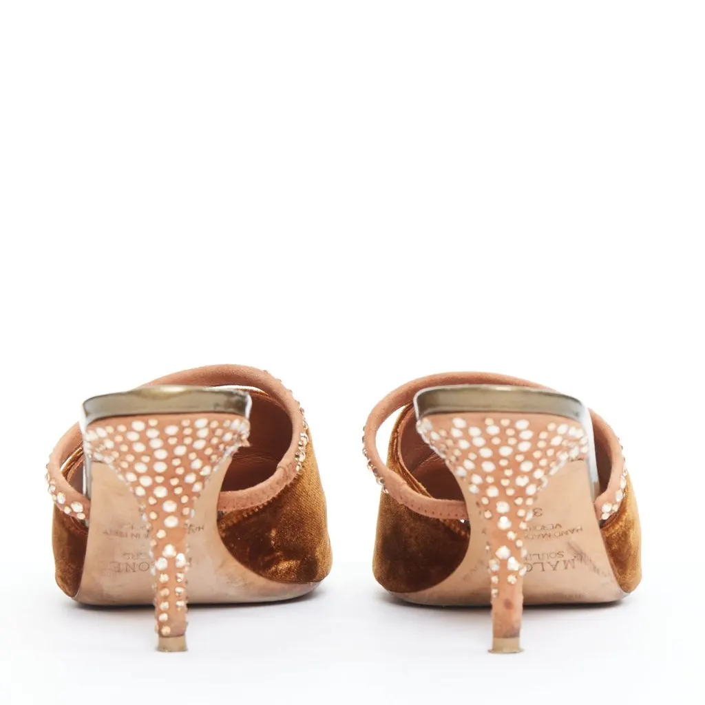 Malone Souliers Strass Velvet Mules Brown Velvet Fair - Box View