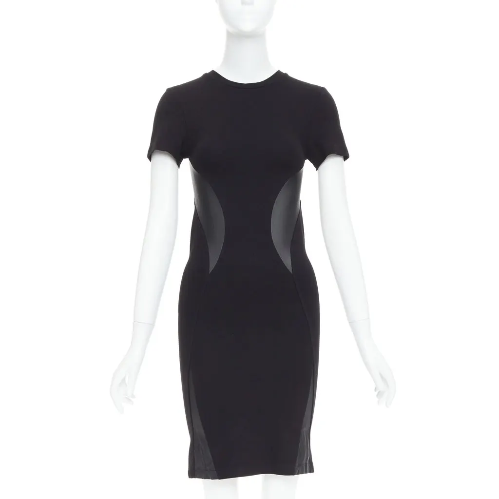 MCQ Leather Bodycon Dress Black Polyester Very good - Front View