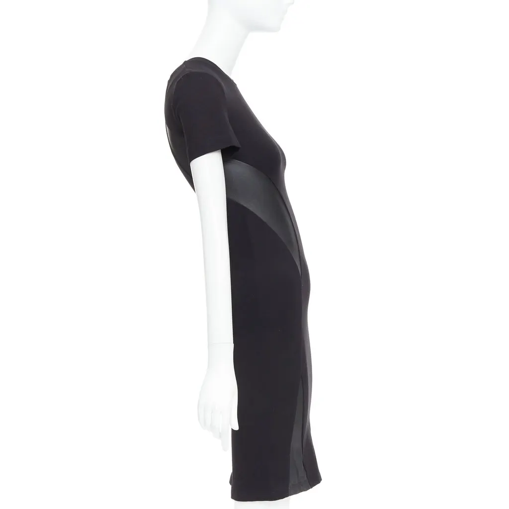 MCQ Leather Bodycon Dress Black Polyester Very good - Model View
