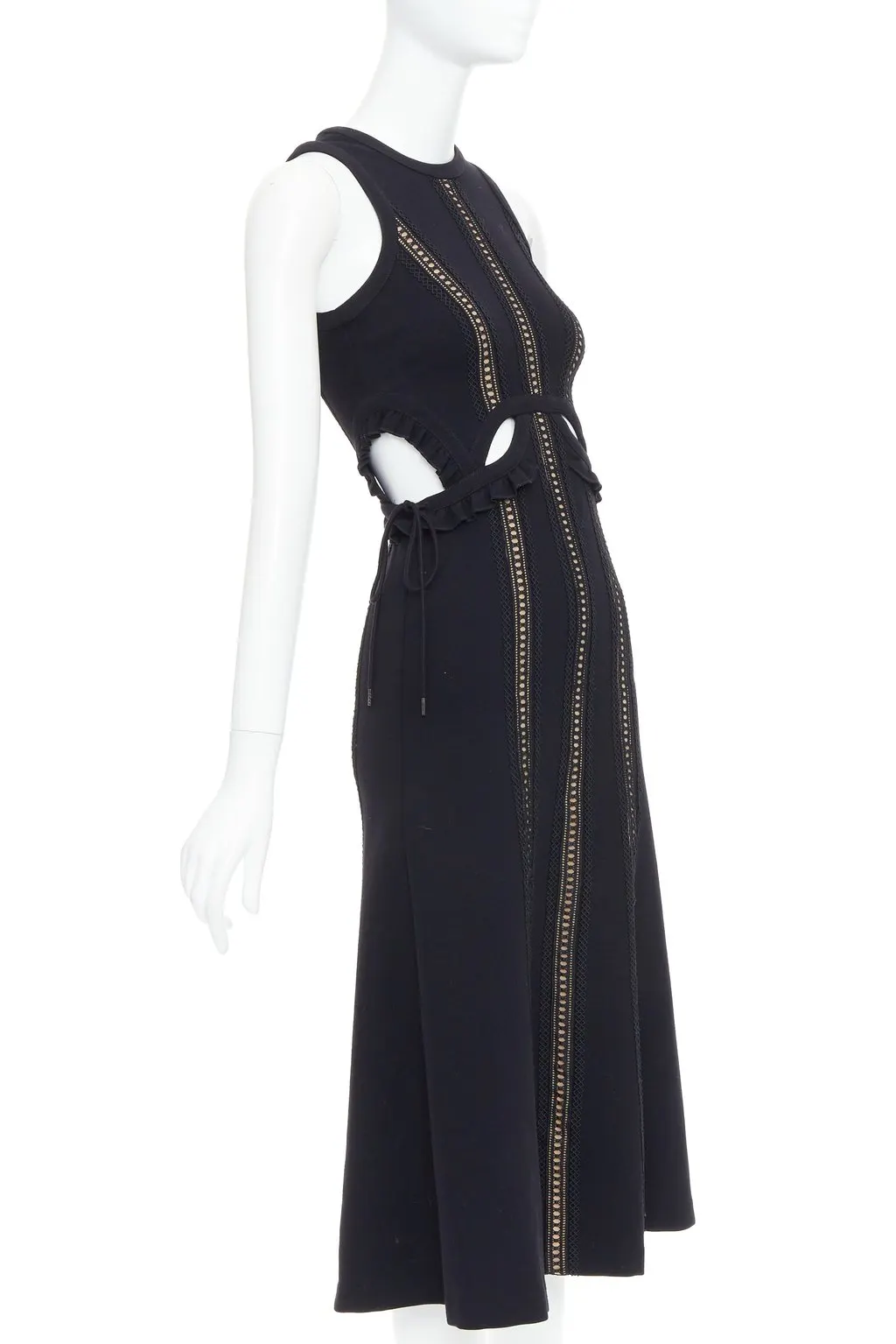 SELF-PORTRAIT Lattice Overlay Dress Black Polyester Very good - Inside View