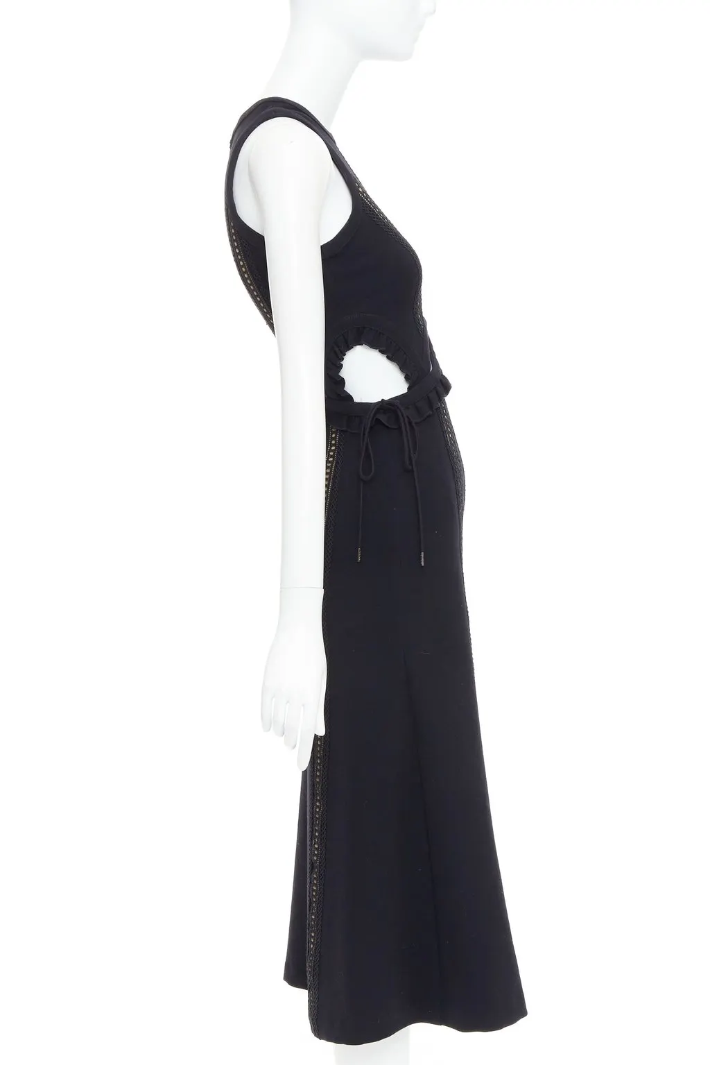 SELF-PORTRAIT Lattice Overlay Dress Black Polyester Very good - Model View