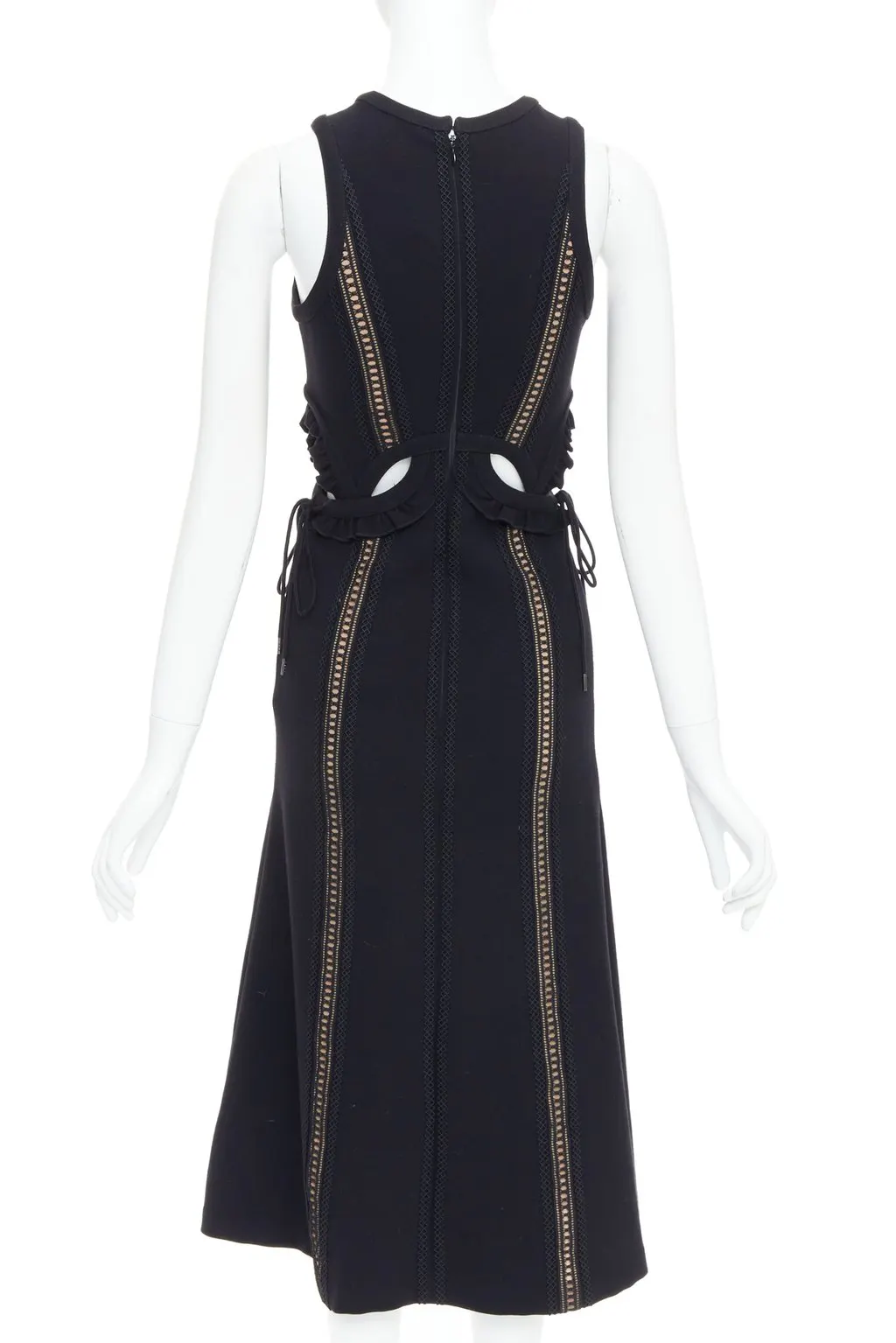 SELF-PORTRAIT Lattice Overlay Dress Black Polyester Very good - Box View