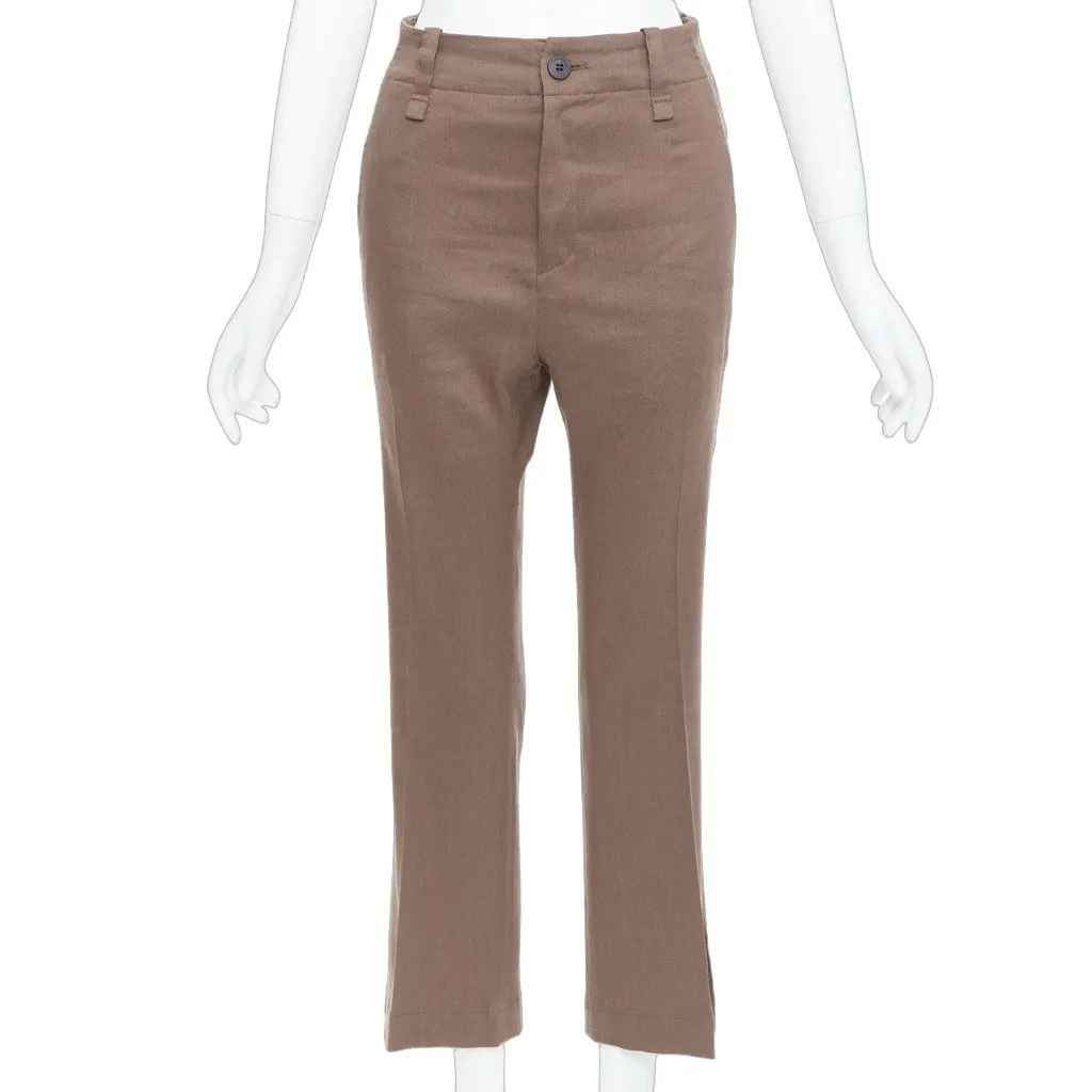Issey Miyake Linen Waist Pants Brown Linen Very good - Front View
