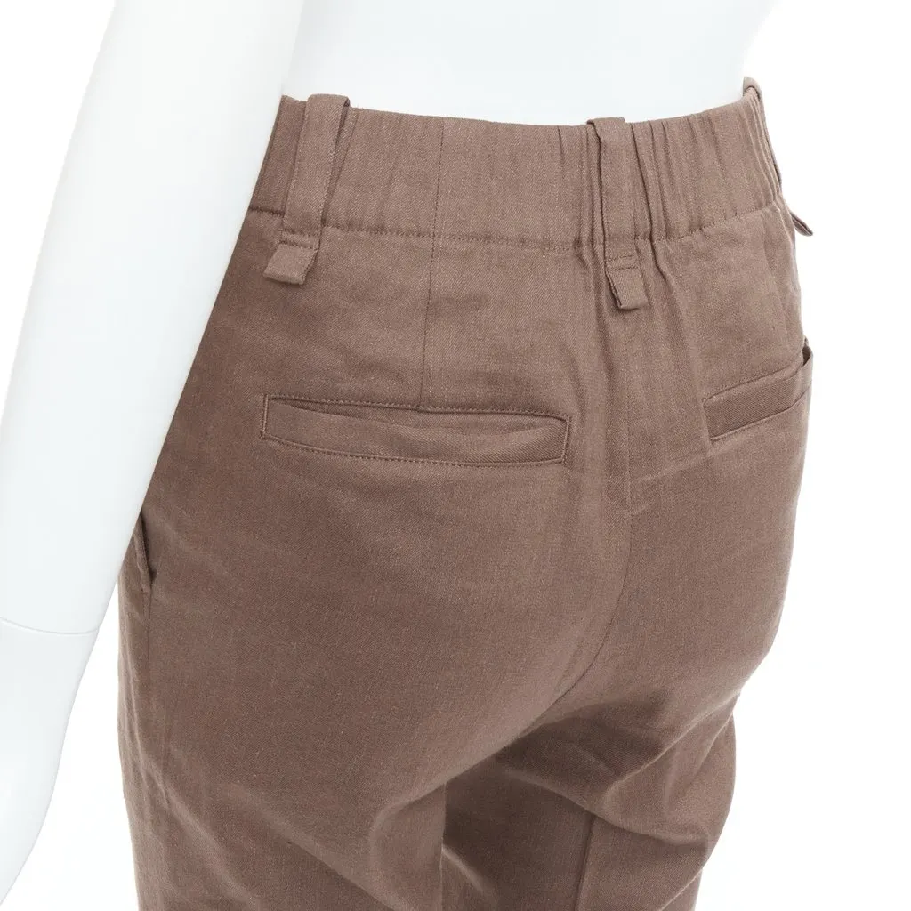 Issey Miyake Linen Waist Pants Brown Linen Very good - Back View