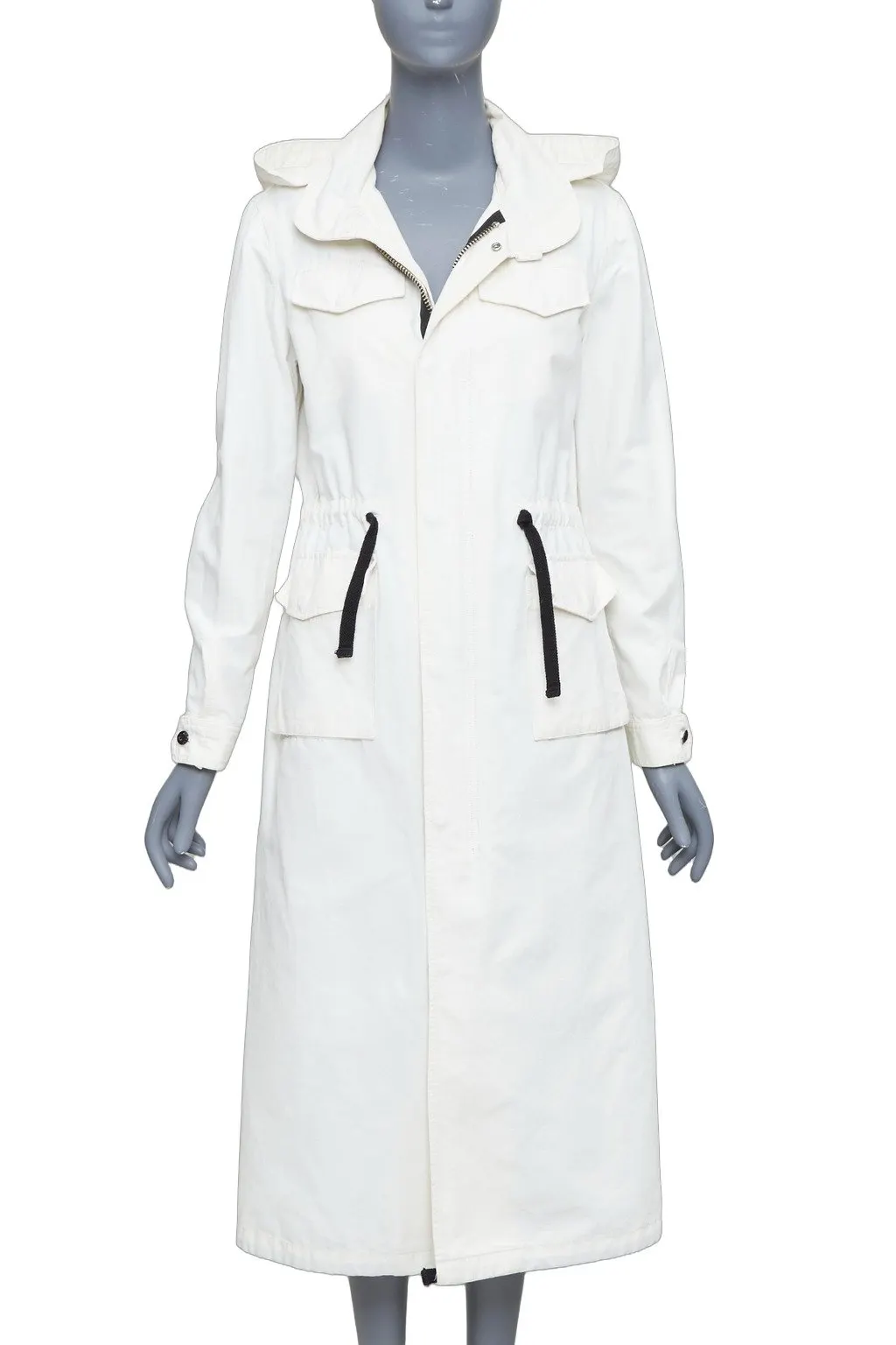 Vis a Vis White Drawstring Anorak White Cotton Fair - Front View