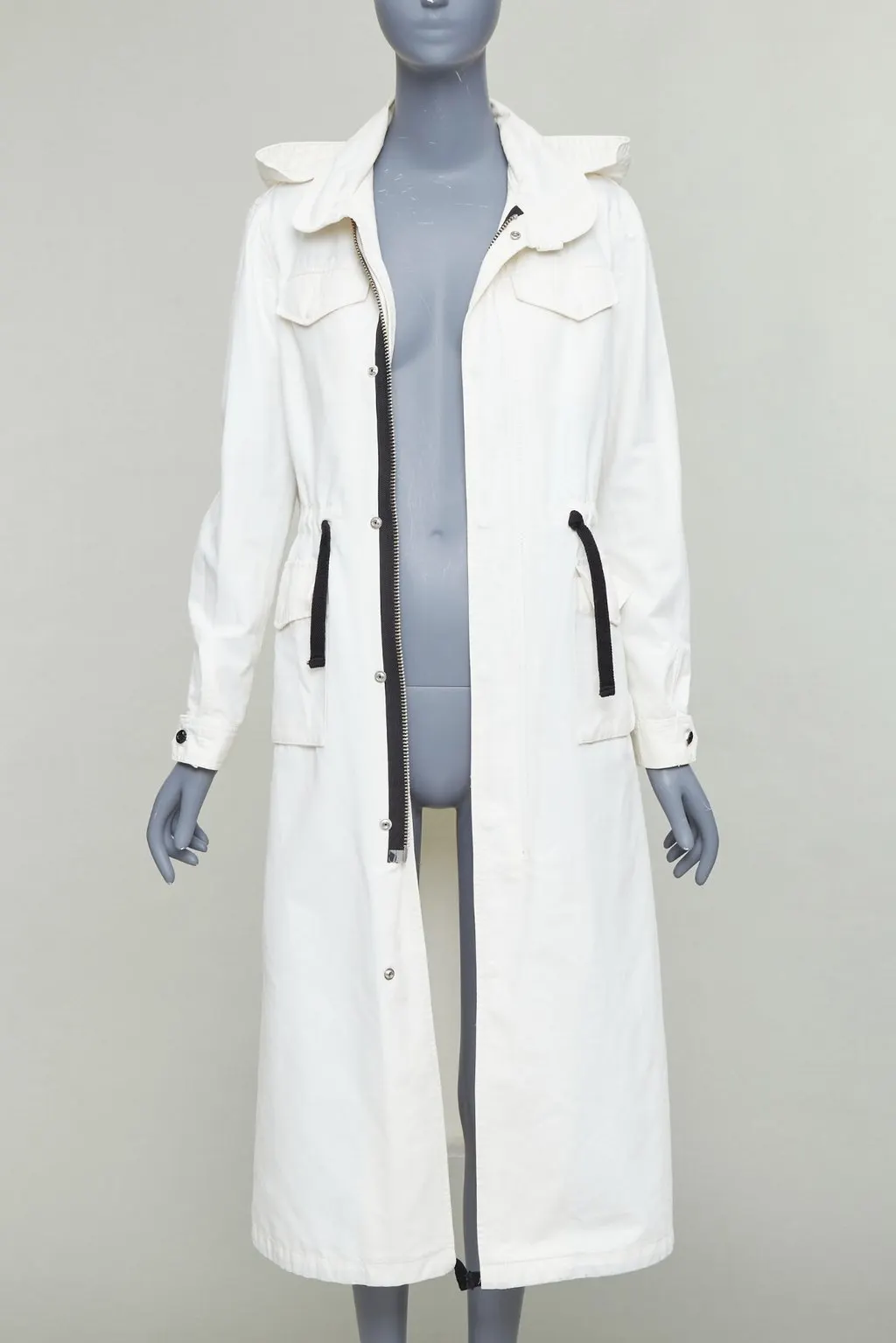 Vis a Vis White Drawstring Anorak White Cotton Fair - Inside View