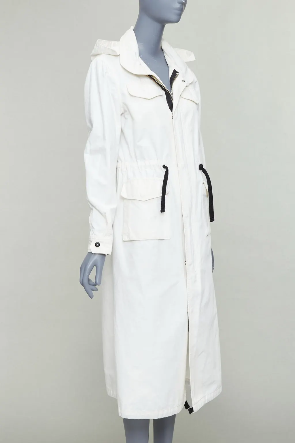 Vis a Vis White Drawstring Anorak White Cotton Fair - Model View