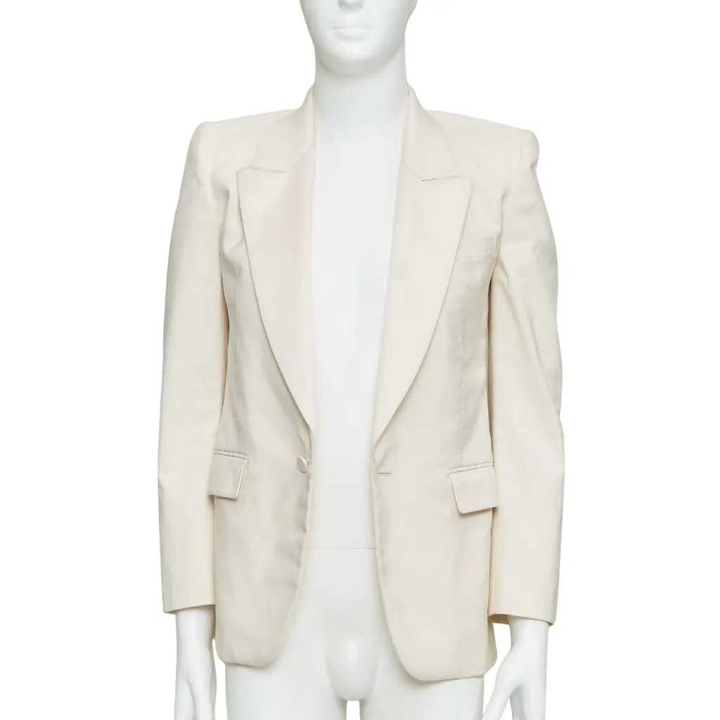 Saint Laurent Ecru Silk Jacket Beige Silk Good - Front View