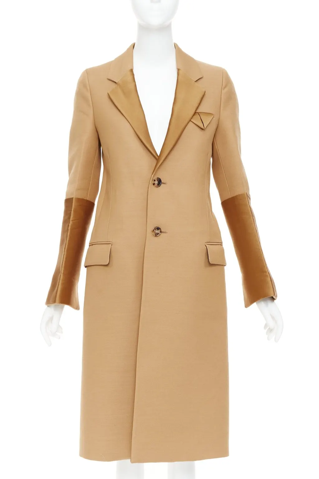 Bottega Veneta Brown Polyester Coat Brown Polyester Good - Front View