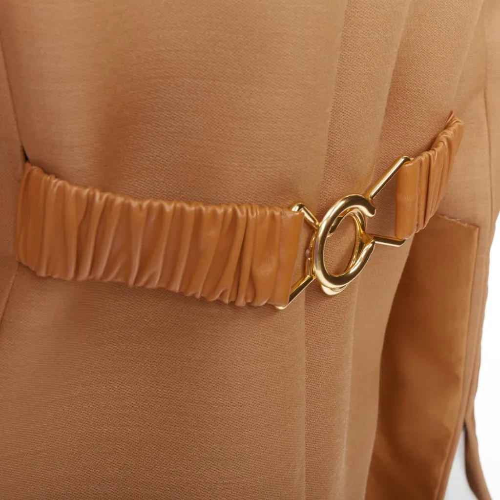 Bottega Veneta Brown Polyester Coat Brown Polyester Good - Back View
