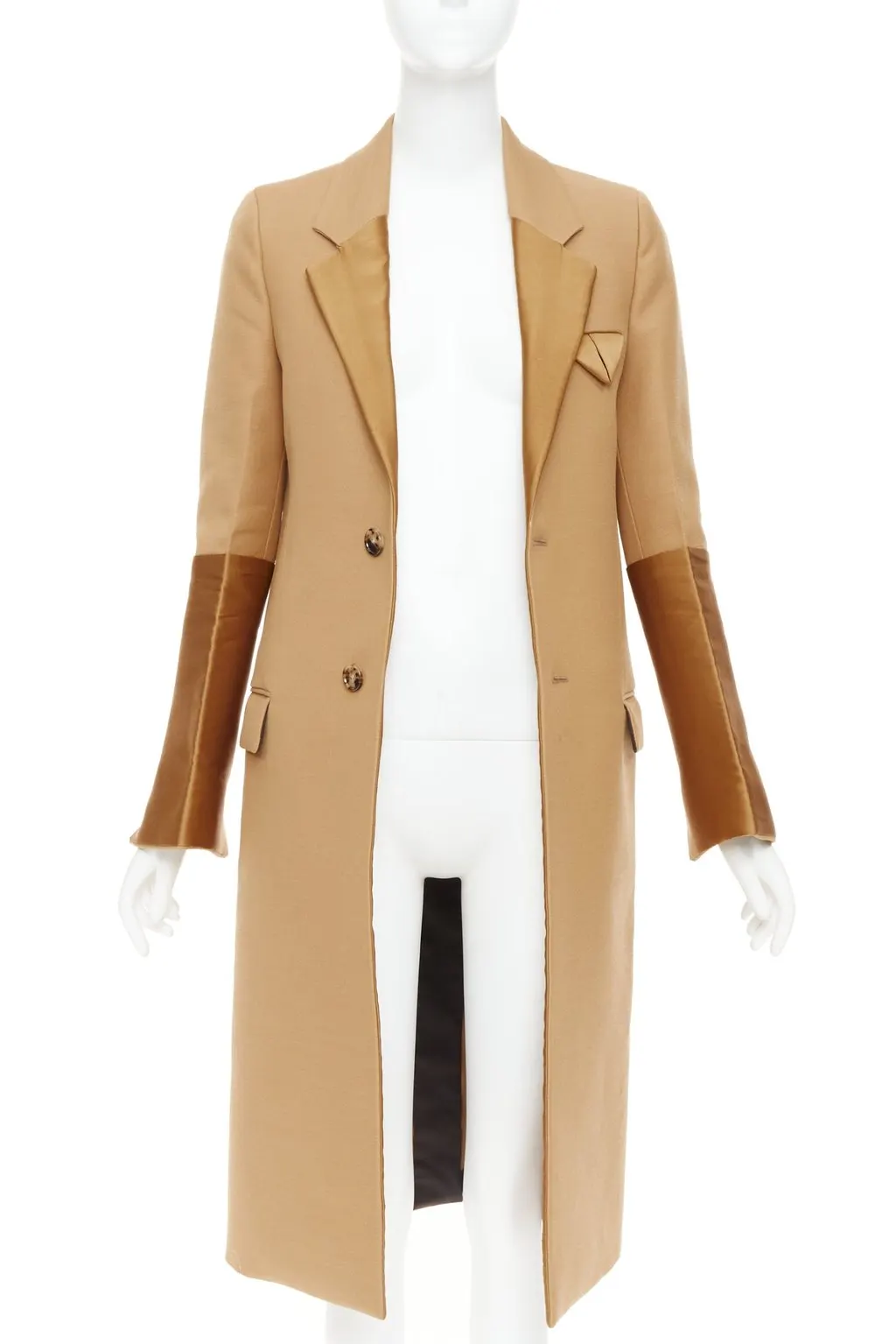 Bottega Veneta Brown Polyester Coat Brown Polyester Good - Inside View