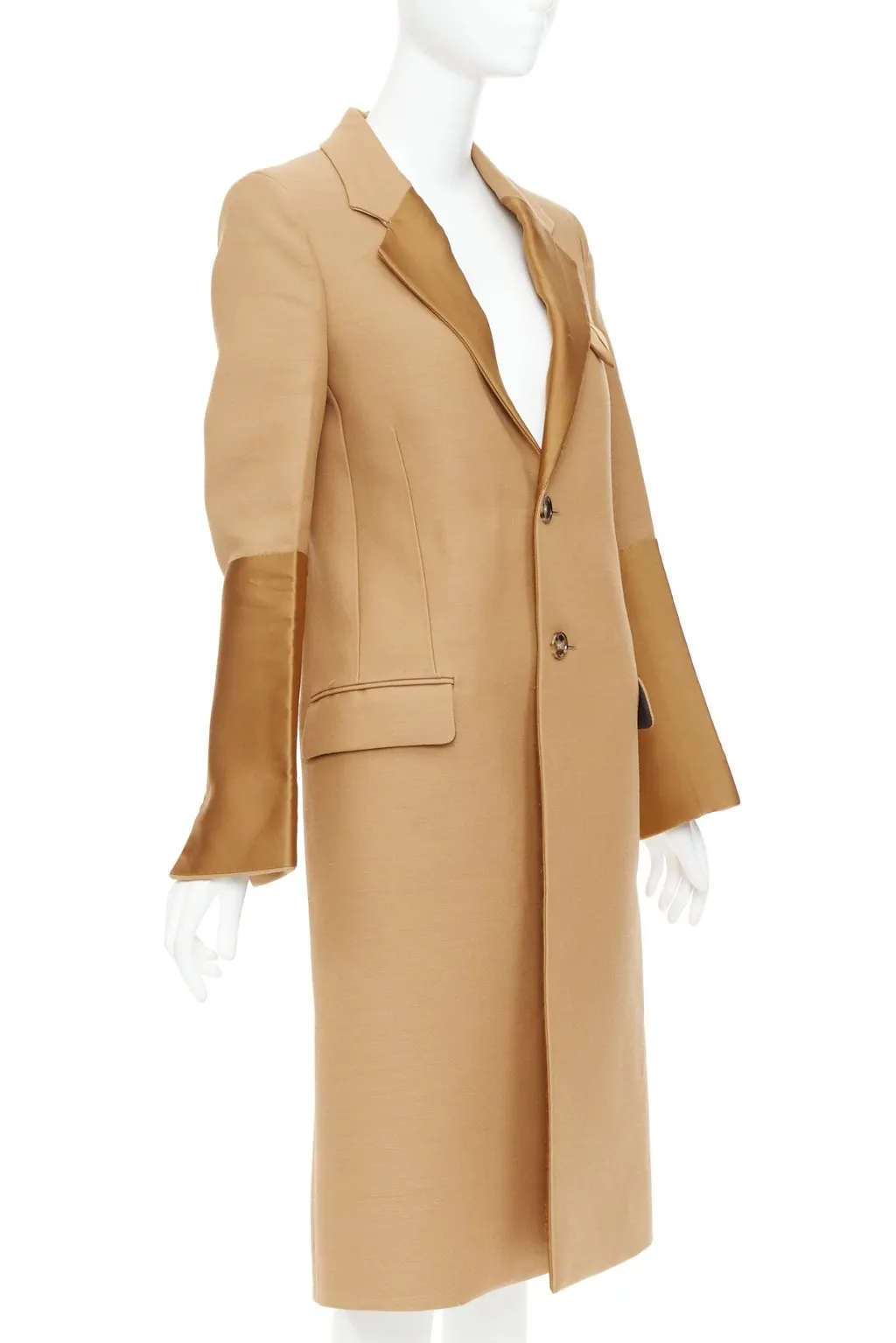 Bottega Veneta Brown Polyester Coat Brown Polyester Good - Model View
