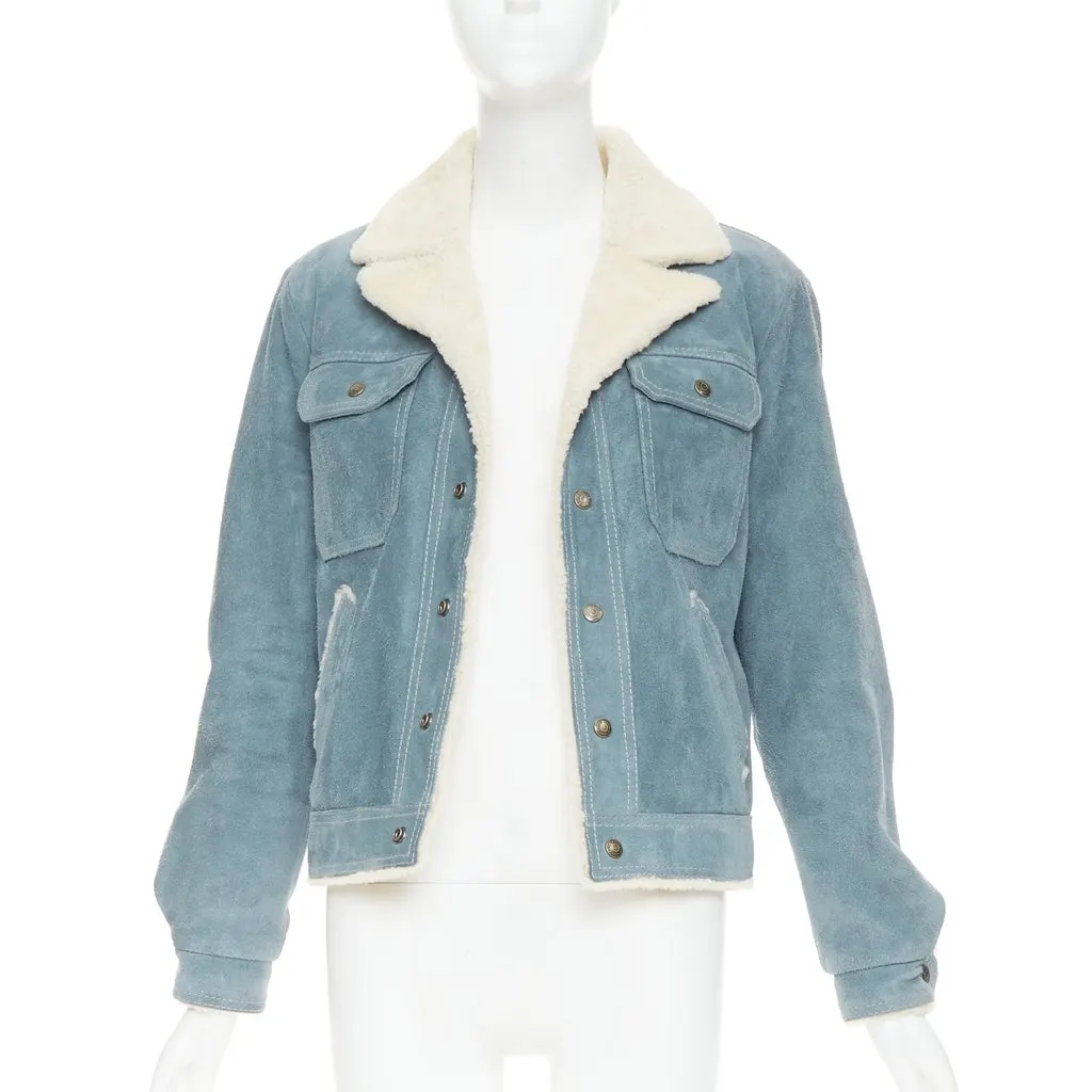 Saint Laurent Blue Suede Coat Blue Suede Fair - Back View