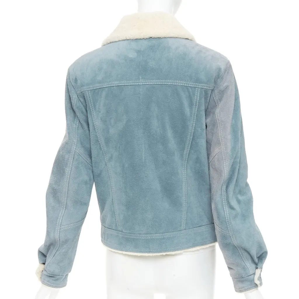 Saint Laurent Blue Suede Coat Blue Suede Fair - Box View