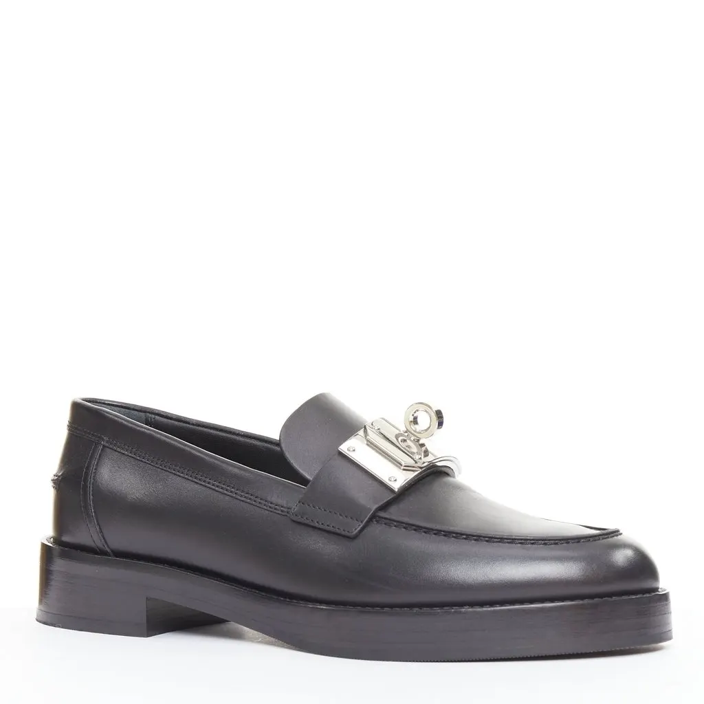 Hermès Hot 40 Loafer Black Leather Good - Front View