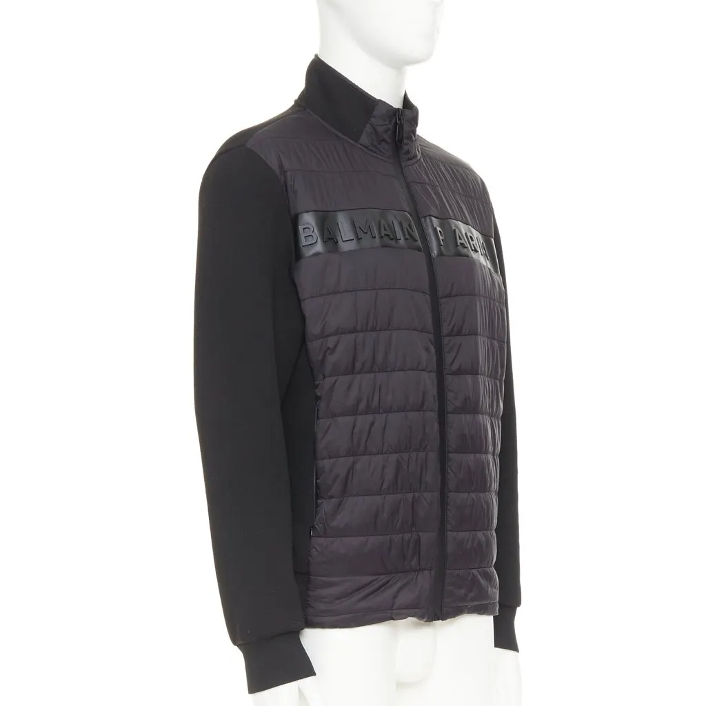 Balmain Black Polyester Coat Black Polyester Good - Model View
