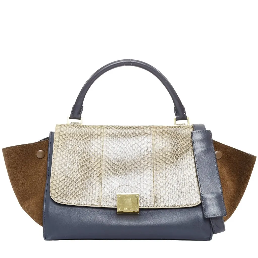 Celine Trapeze Navy Leather Good - Front View