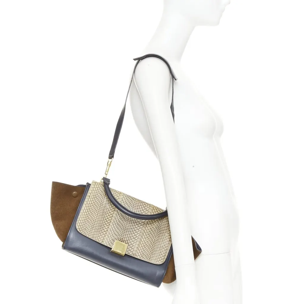 Celine Trapeze Navy Leather Good - Back View