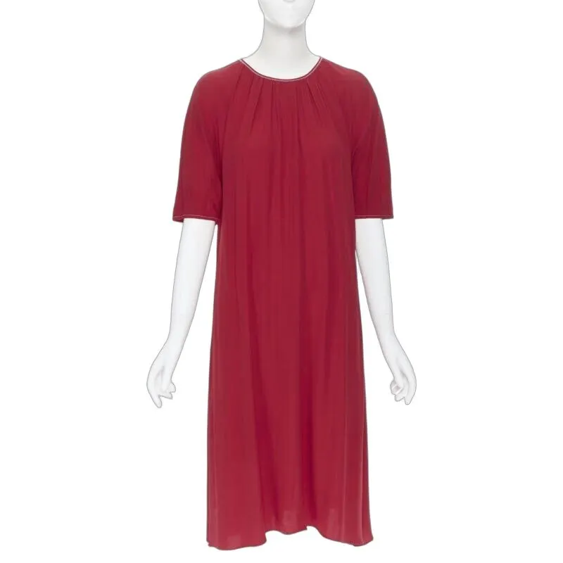Marni Overstitched Dress Red Viscose Never worn - Front View