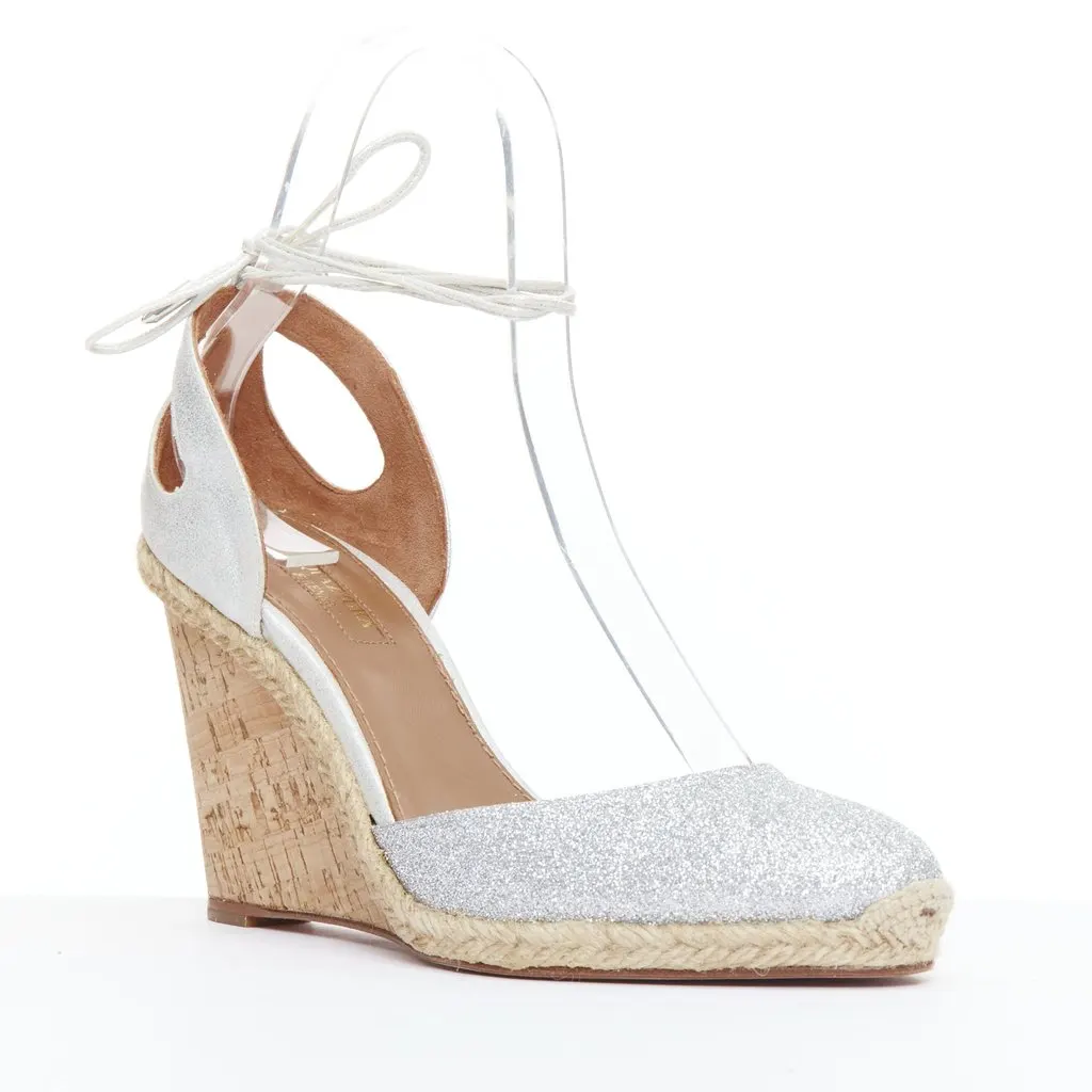 Aquazzura Palm Beach Silver Leather Very good - Back View