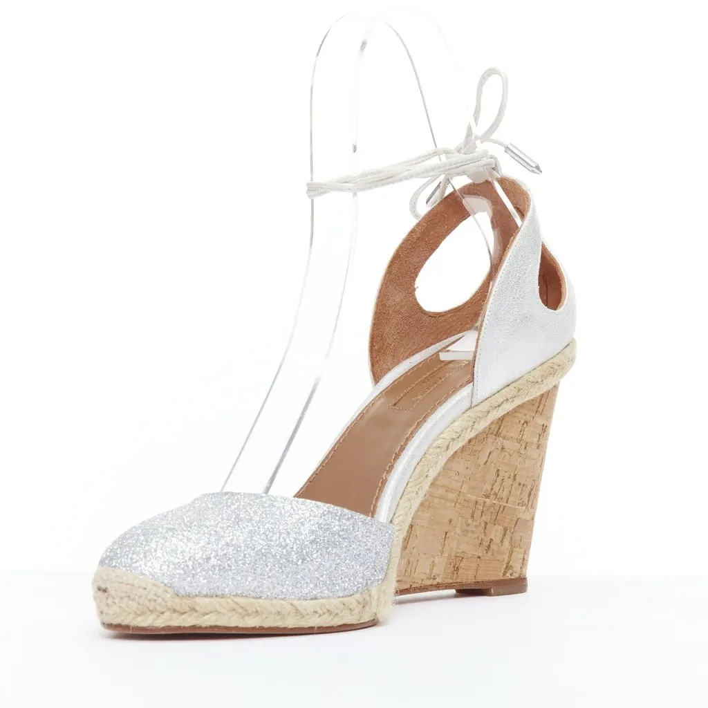 Aquazzura Palm Beach Silver Leather Very good - Model View