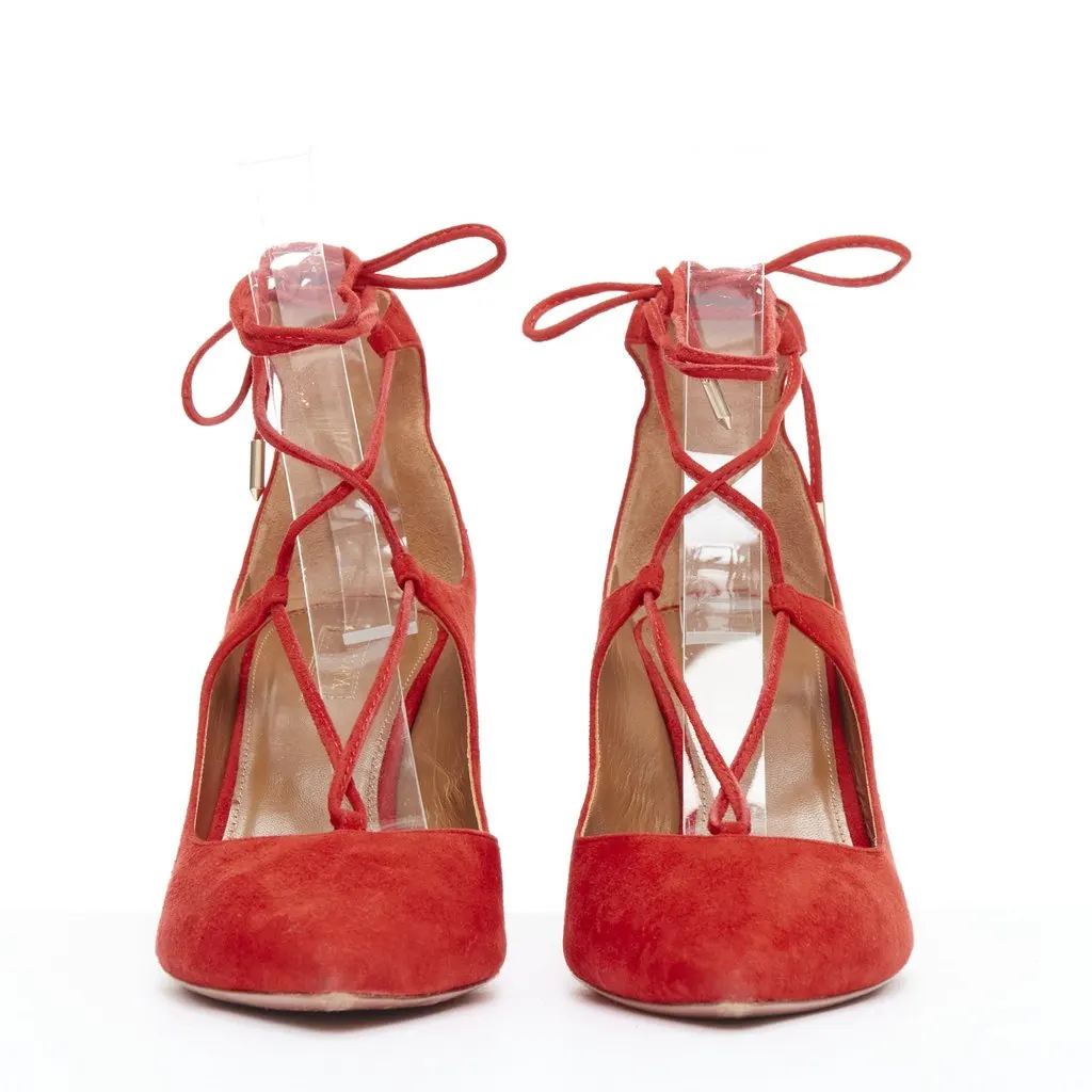 Aquazzura Christy 75 Red Suede Very good - Inside View