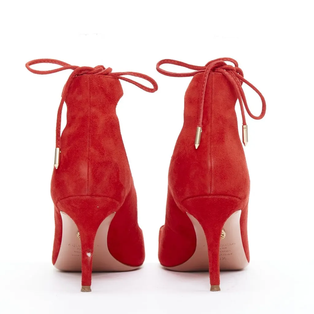 Aquazzura Christy 75 Red Suede Very good - Box View