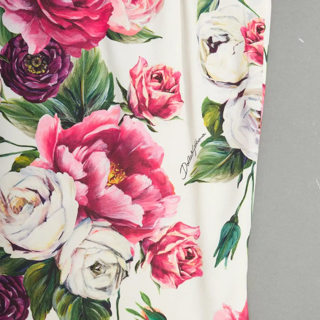 Dolce & Gabbana Floral Elastic Skirt Beige Viscose Fair - Inside View
