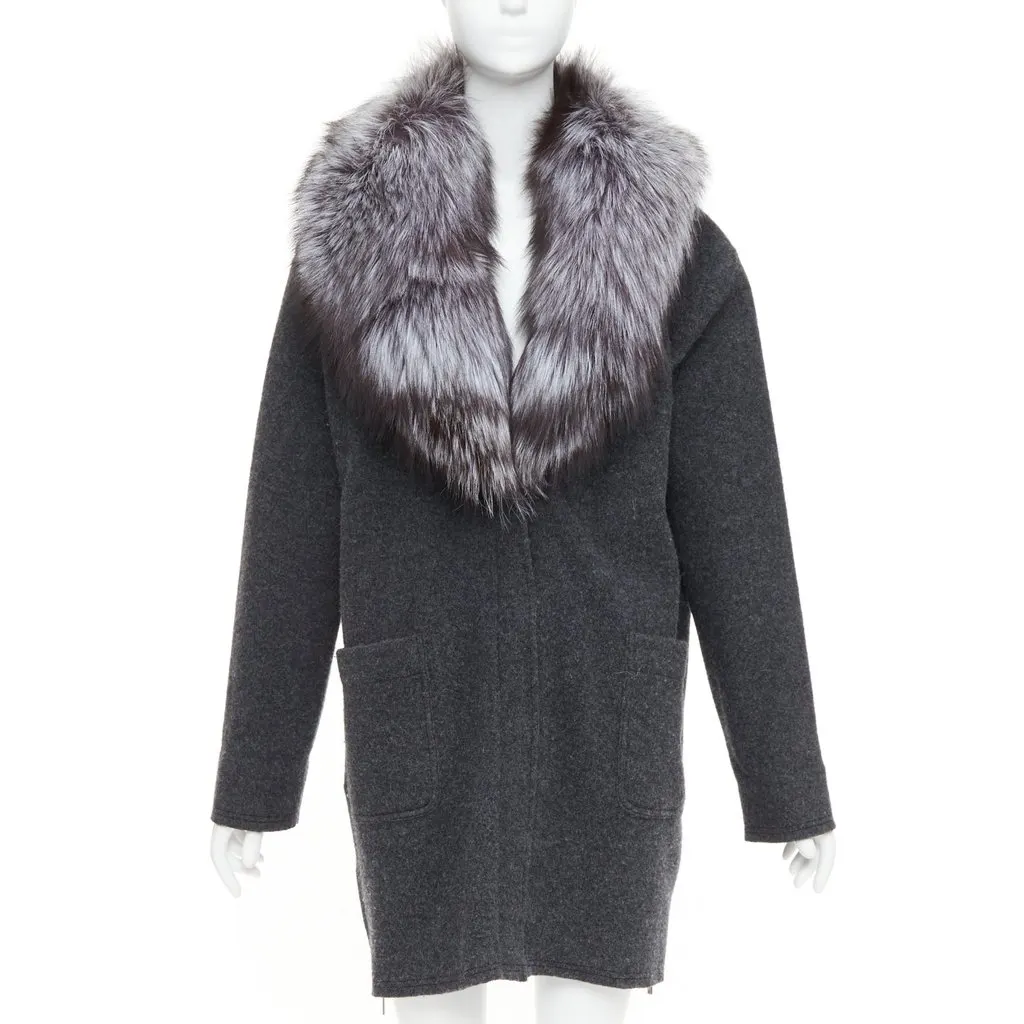 Michael Kors Grey Fur Coat Grey Fur Very good - Front View