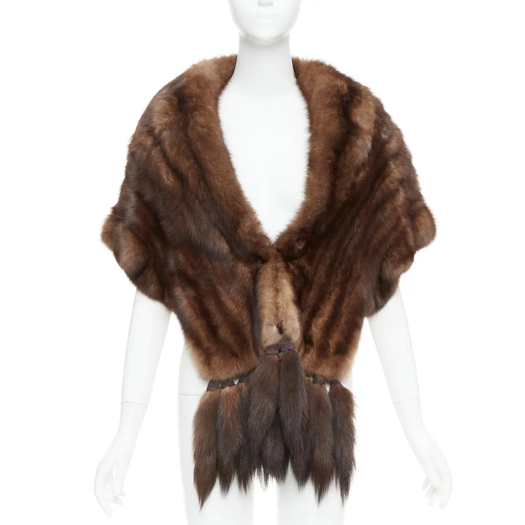 Unsigned Brown Fur Scarf Brown Fur Very good - Front View