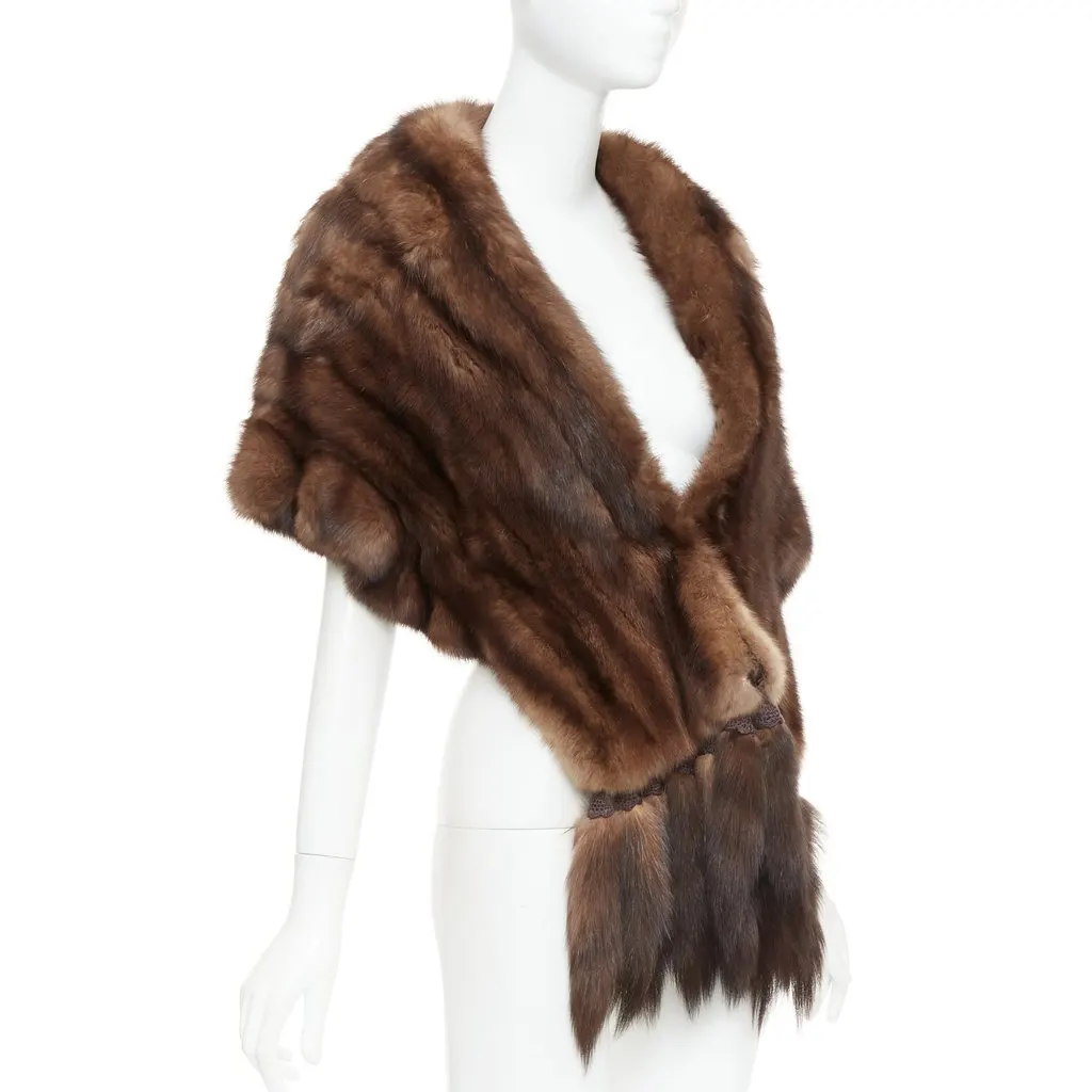 Unsigned Brown Fur Scarf Brown Fur Very good - Inside View
