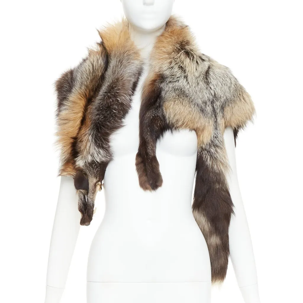 Unsigned Brown Fur Scarf Brown Fur Very good - Front View
