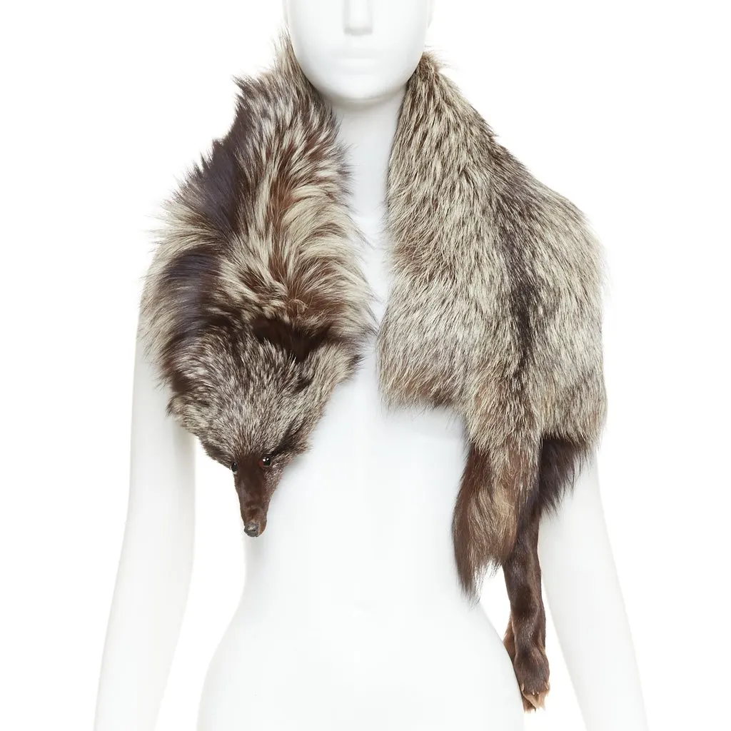 Unsigned Brown Fur Scarf Brown Fur Very good - Front View