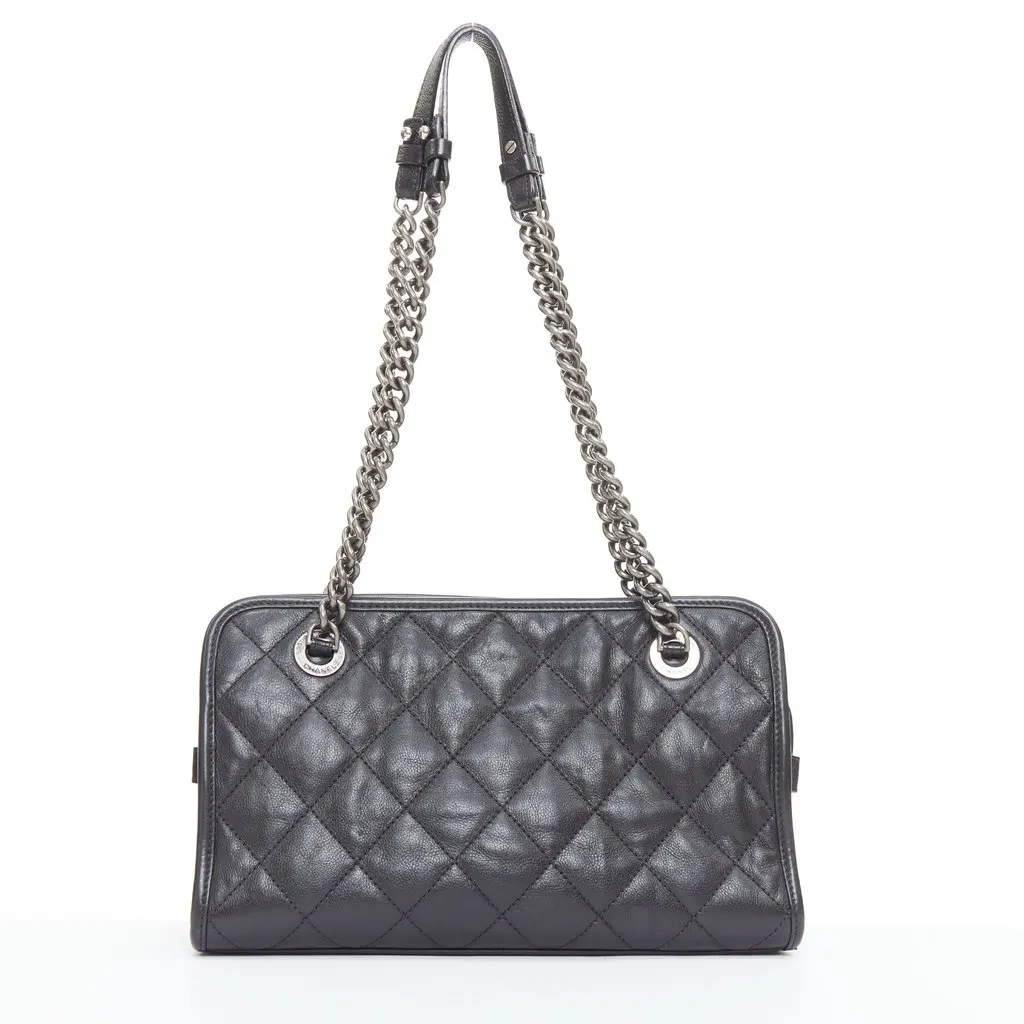 Chanel Calfskin Quilted Small Casual Riviera Zip Shoulder Bag Black Leather Good - Box View