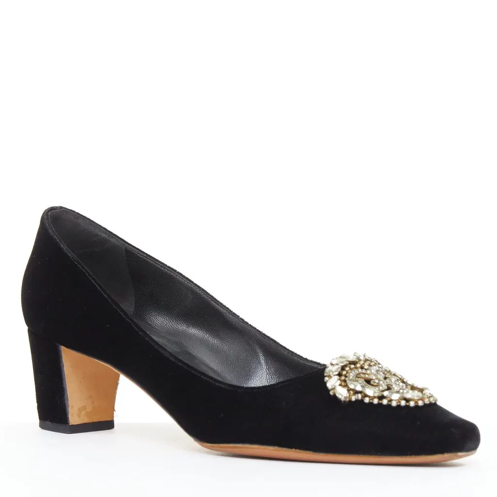 Manolo Blahnik Okkato Black Velvet Fair - Front View