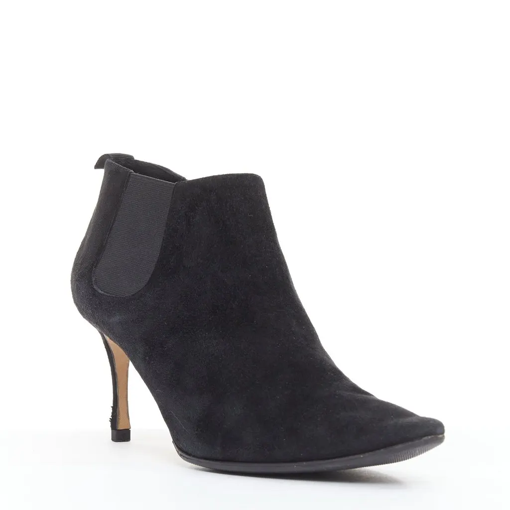 Manolo Blahnik Black Suede Boots Black Suede Fair - Back View