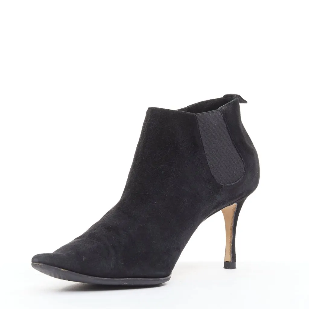 Manolo Blahnik Black Suede Boots Black Suede Fair - Model View