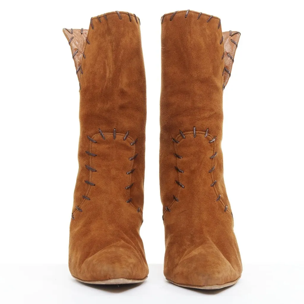 Manolo Blahnik Brown Suede Boots Brown Suede Fair - Inside View
