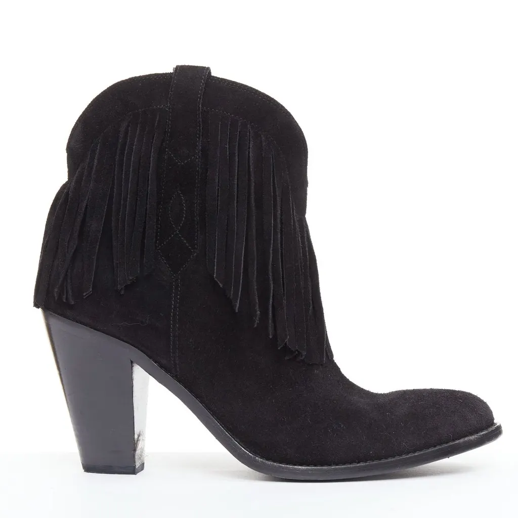 Saint Laurent Curtis 80 Black Suede Good - Front View