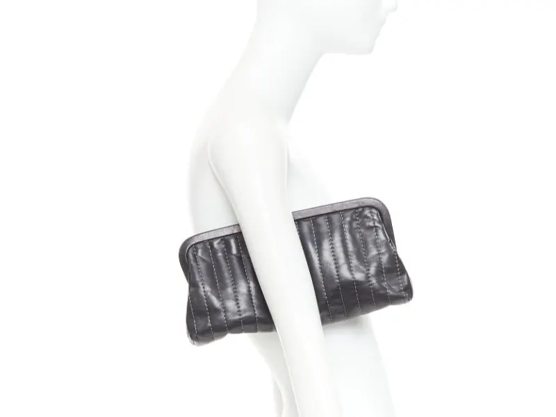 Chanel Mademoiselle Ligne Black Leather Good - Back View