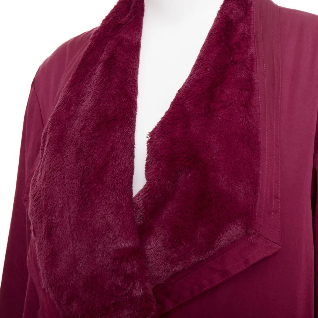 Donna Karan Burgundy Polyester Coat Burgundy Polyester Very good - Back View