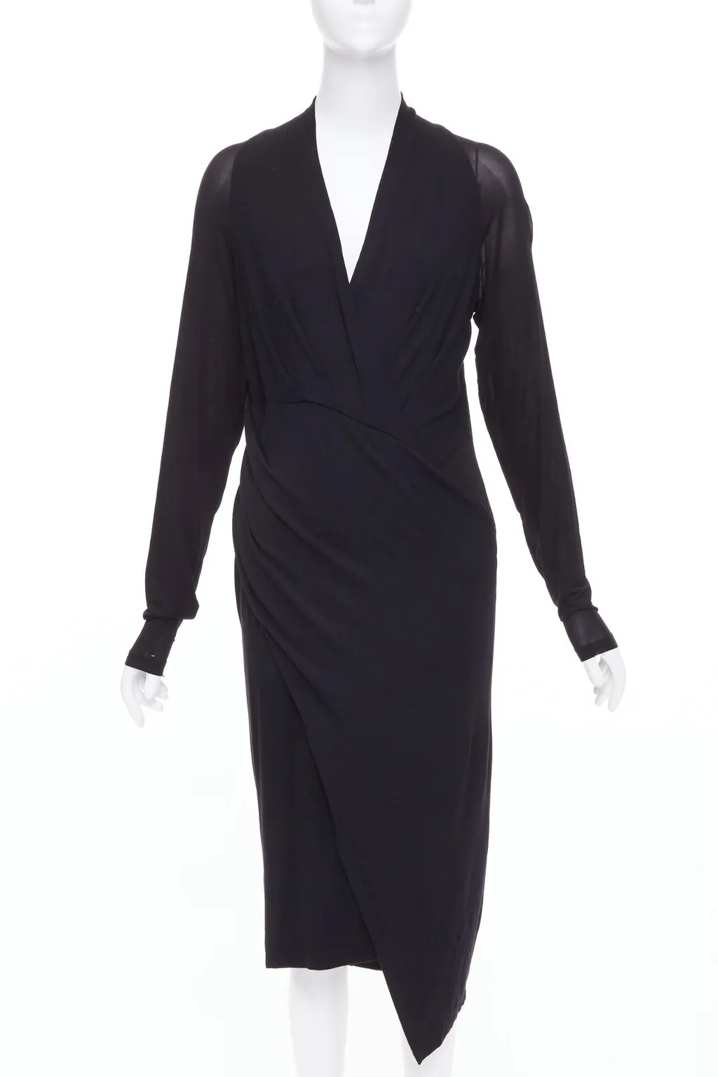 Donna Karan Black Viscose Dress Black Viscose Fair - Front View