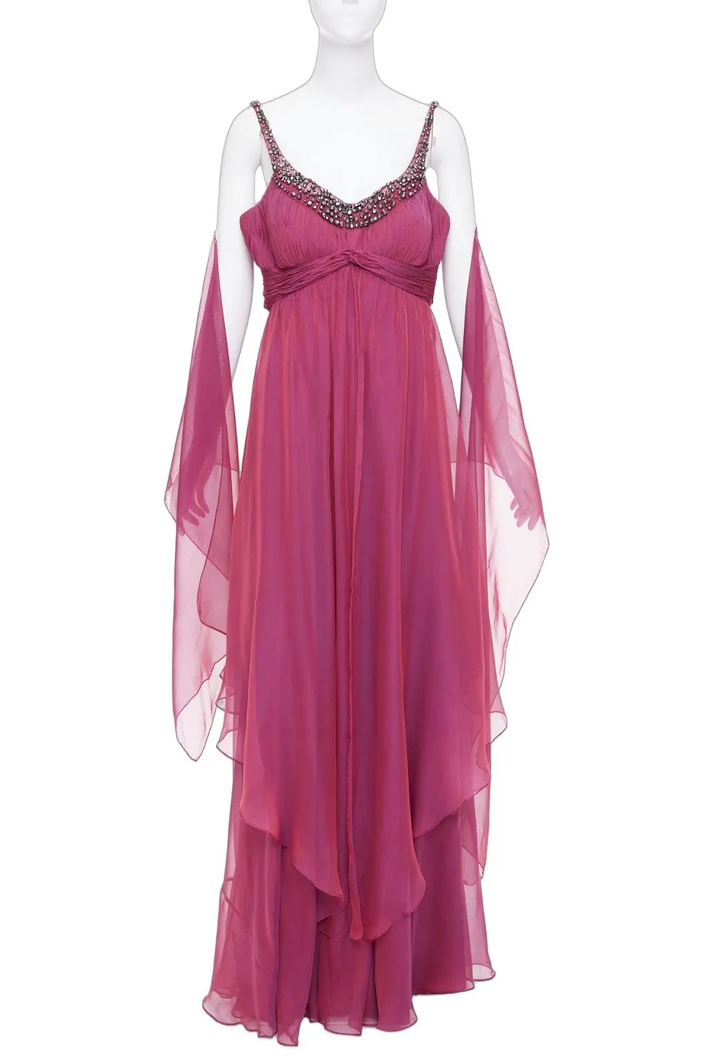 Unsigned Purple Silk Dress Purple Silk Fair - Front View