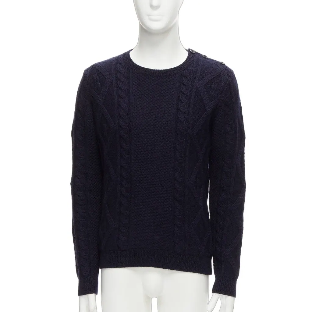A.P.C. Cable Knit Sweater Navy Wool Very good - Front View